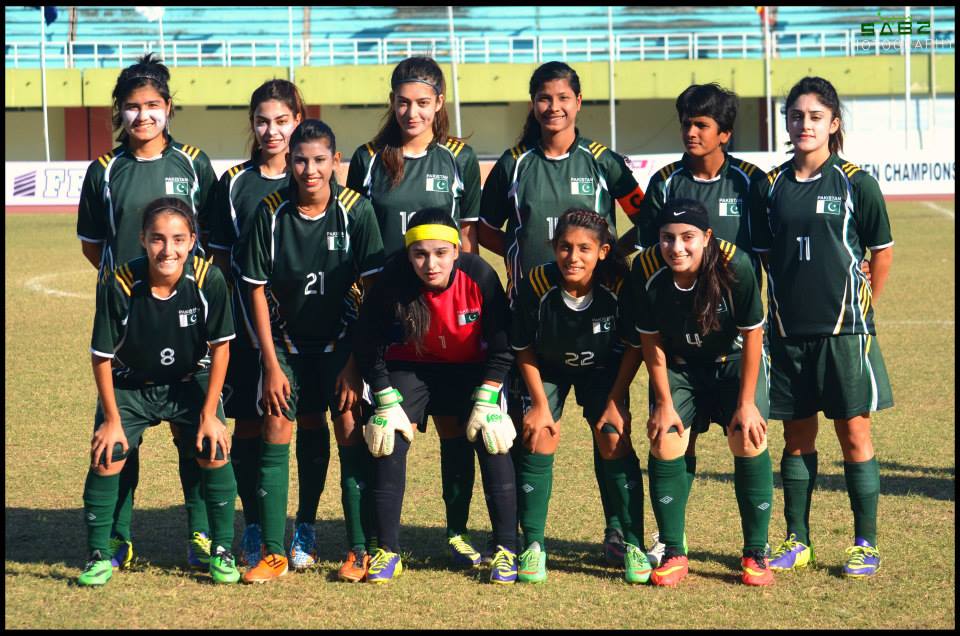 Pakistan Women Football Team during SAFF 2014 Championship 